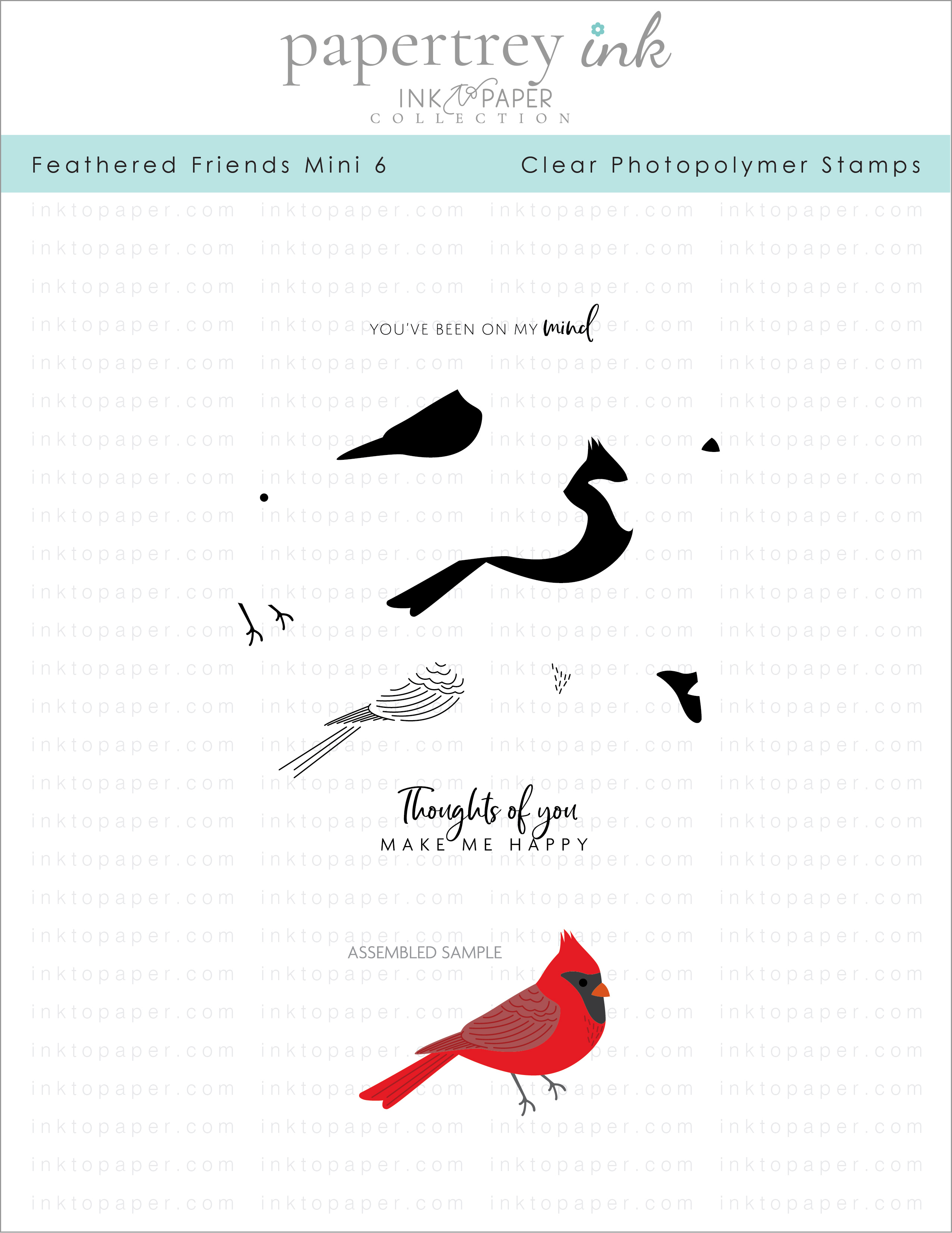 Feathered Friends Mini 6 Mini Stamp Set: Papertrey Ink