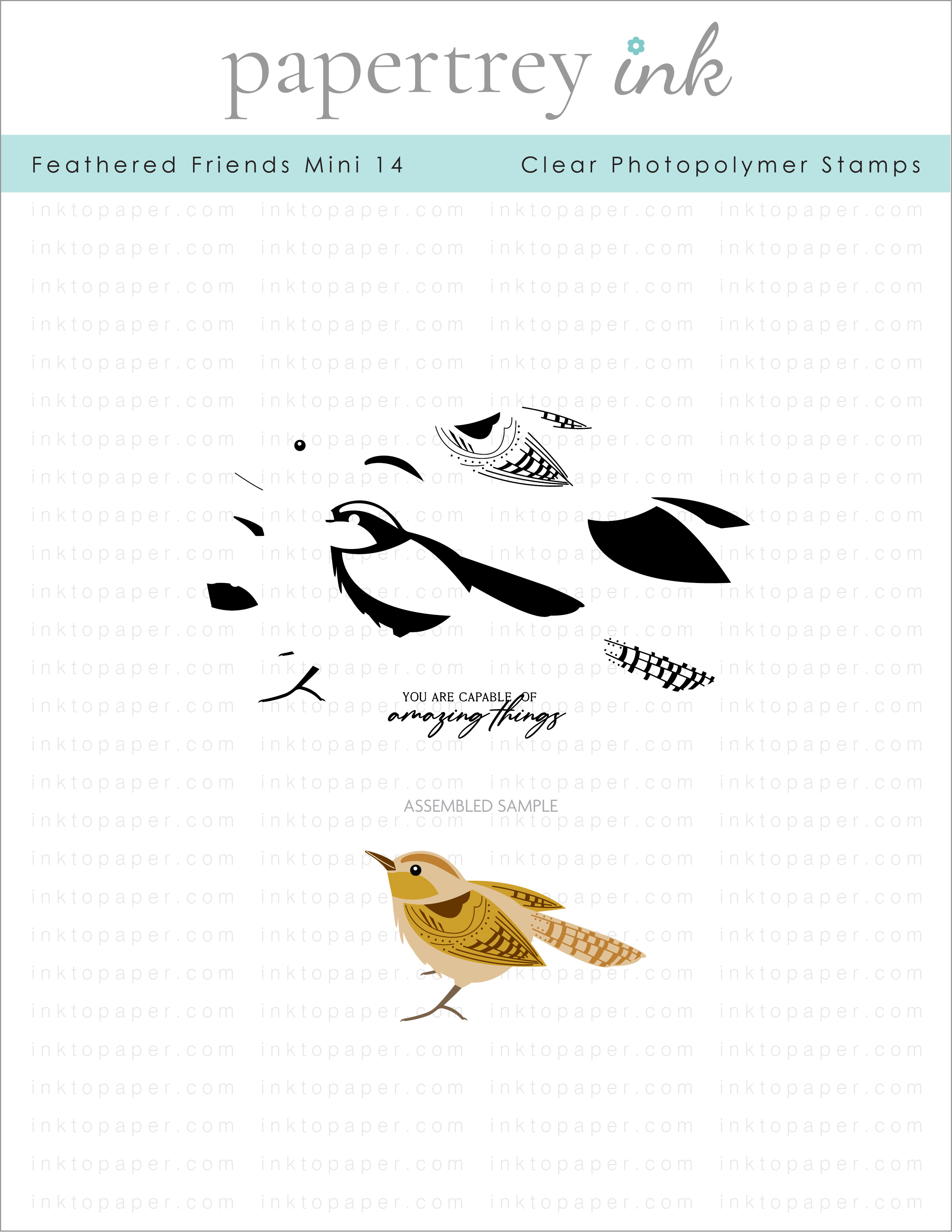 Feathered Friends Mini 14 Mini Stamp Set: Papertrey Ink