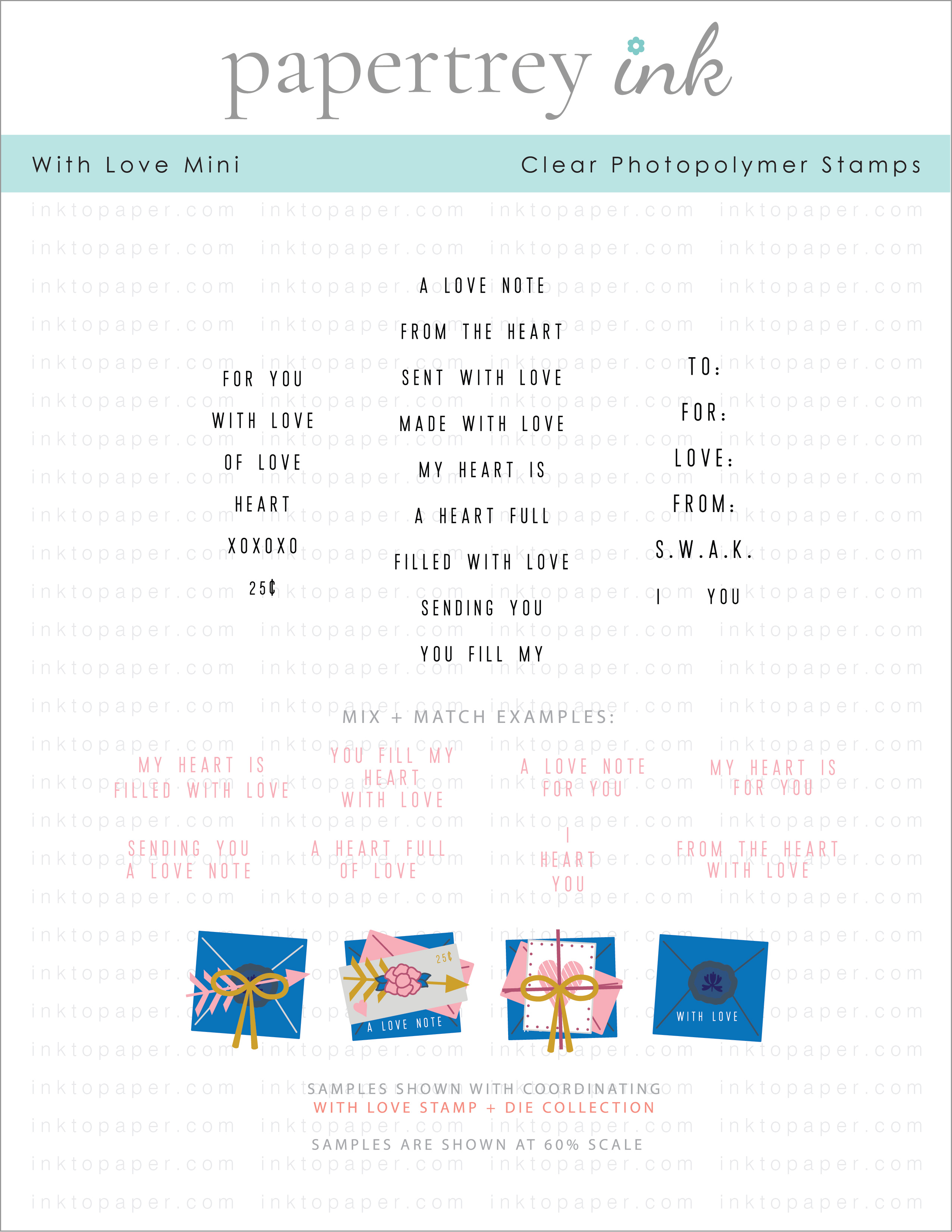 With Love Sentiments Mini Stamp Set: Papertrey Ink