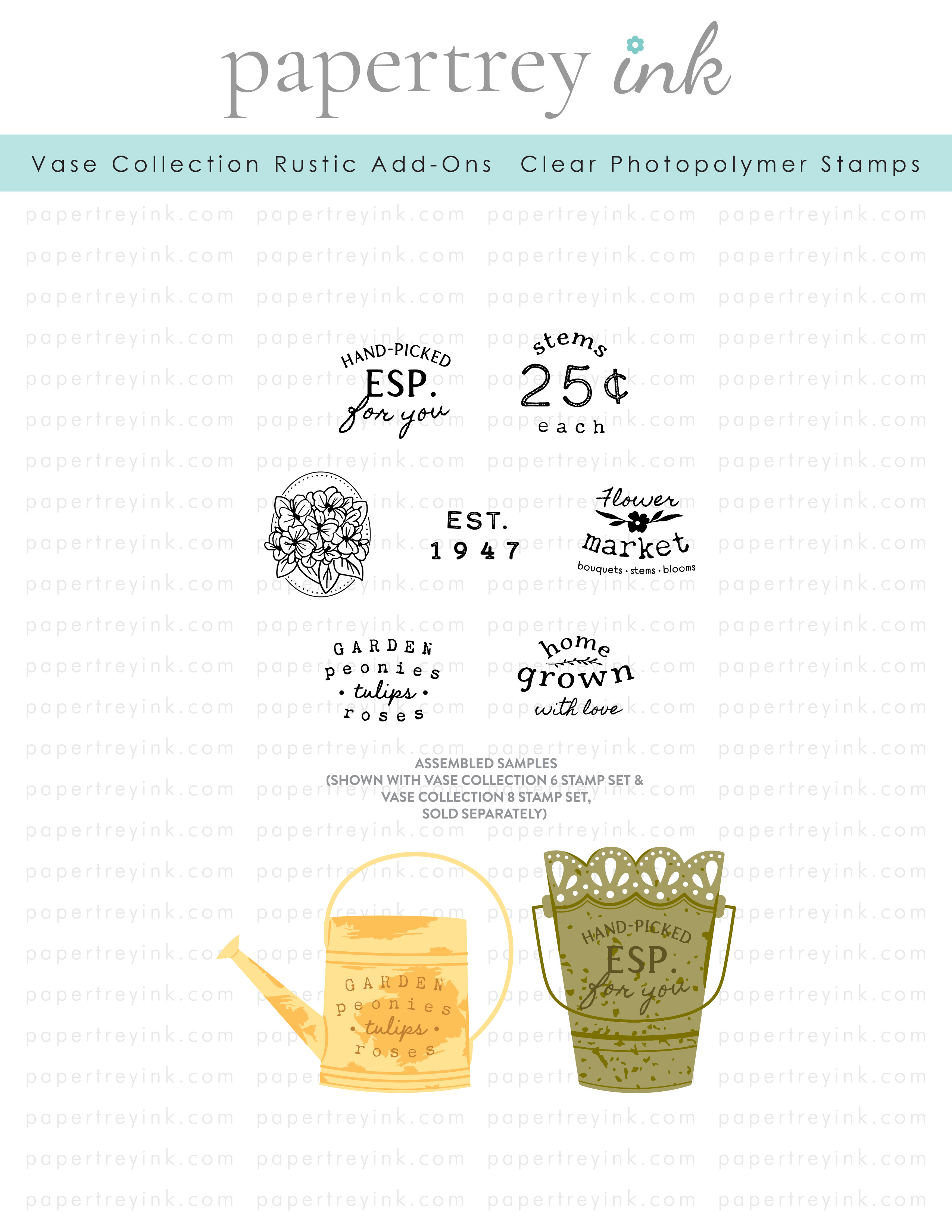 Vase Collection Rustic Add-Ons Mini Stamp Set: Papertrey Ink