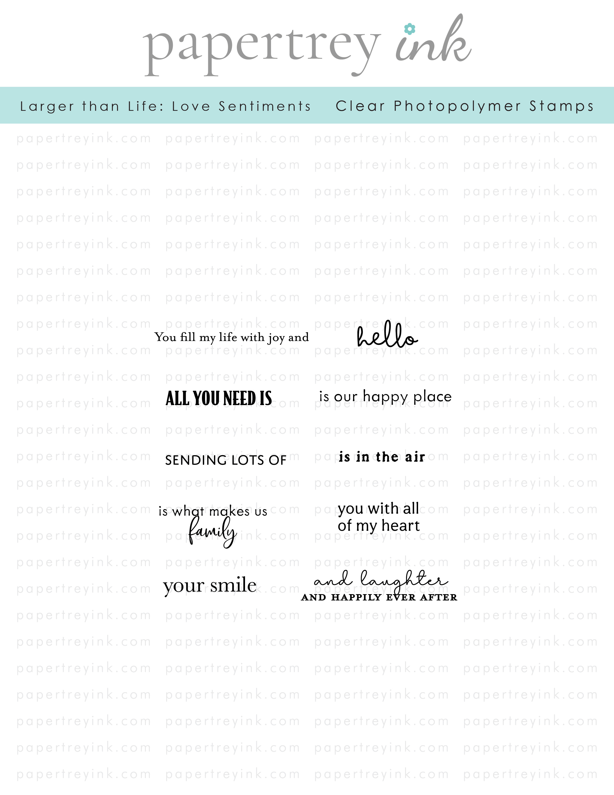 Papertrey Ink - Larger than Life: Love Sentiments Mini Stamp Set