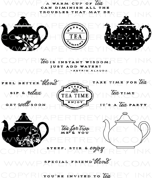Tea for Two Stamp Set Papertrey Ink Clear Stamps Dies Paper Ink Kits