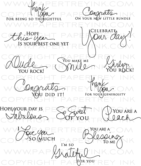Signature Greetings Stamp Set: Papertrey Ink Clear Stamps 