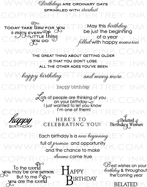 Inside Out Birthday  Stamp Set Papertrey Ink Clear 