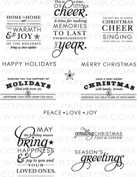 Stylish Sentiments: Holiday Stamp Set: Papertrey Ink Clear 
