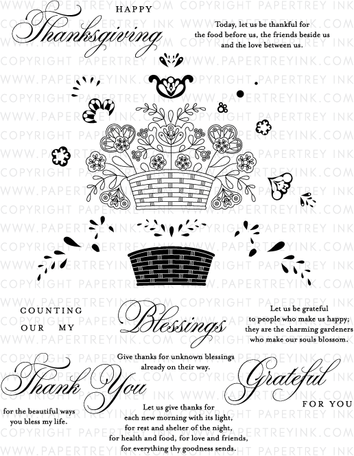 Basket of Blessings Stamp Set Papertrey Ink Clear Stamps Dies Paper Ink Kits Ribbon