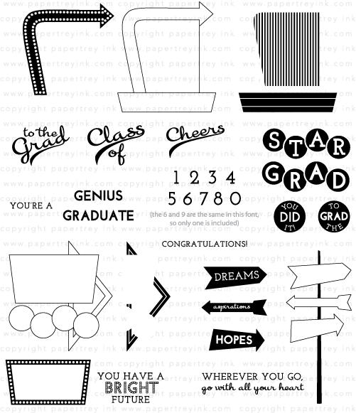 Retro Style Graduation Stamp Set Papertrey Ink Clear Stamps Dies Paper