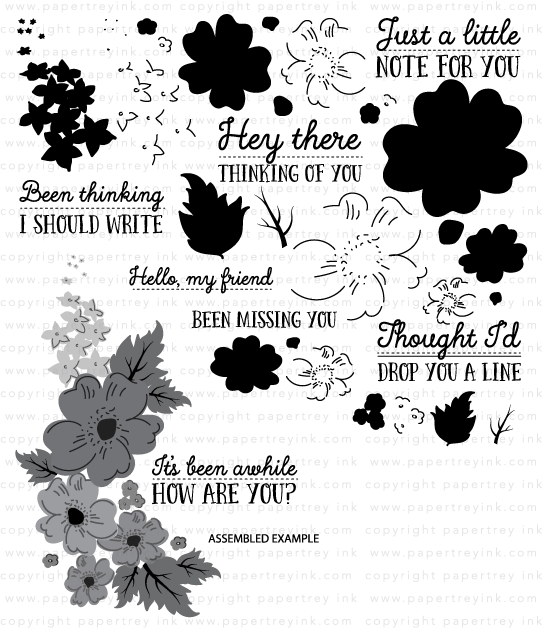 floral sketches stamp set