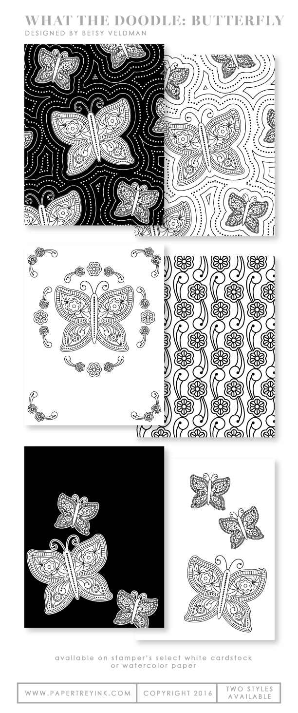 Download What the Doodle: Butterfly Coloring Sheets (18 sheets): Papertrey Ink Clear Stamps Dies Paper ...