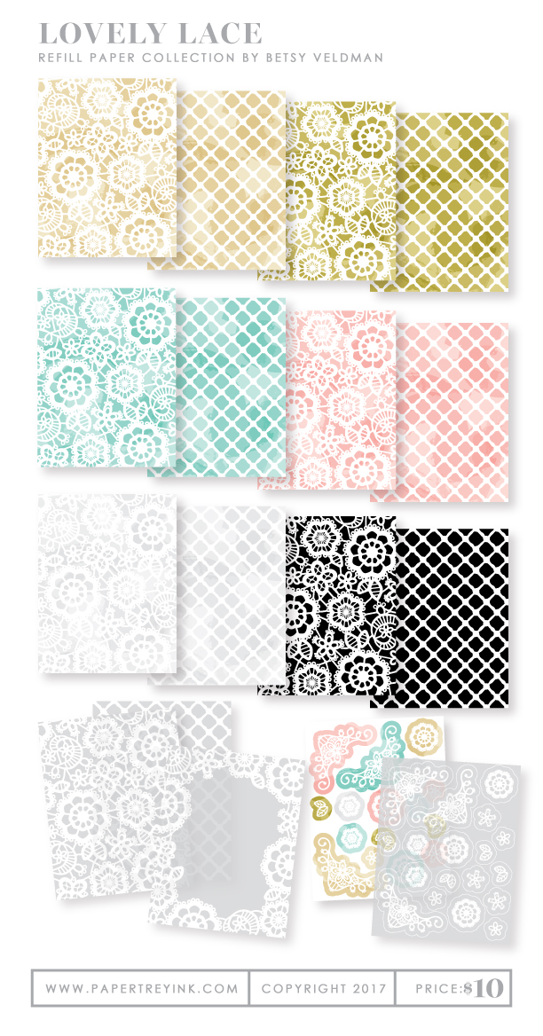 Lovely Lace Patterned Paper Collection (34 sheets) Papertrey Ink