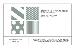 Stormy Sea + White Basics Patterned Paper Collection (12 sheets)
