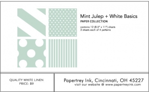 Mint Julep + White Basics Patterned Paper Collection (12 sheets)