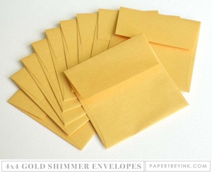 Don't Forget to Write: 4 x 4 Gold Shimmer Envelopes (10 envelopes)