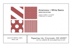Americana + White Basics Patterned Paper Collection (12 sheets)