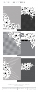 Floral Sketches Coloring Sheets (18 sheets)
