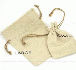 Linen Bags with Jute Drawstring - Large (set of 3)