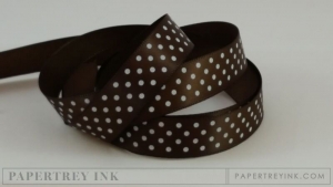 Dark Chocolate 5/8" Satin Dots Ribbon (5 yards)