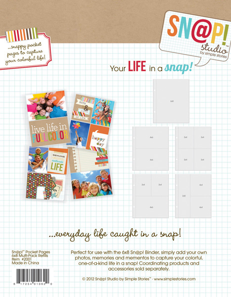 Simple Stories Sn@p! - (1) 6X8 Pocket Pages for 6X8 Binders 10/Pkg