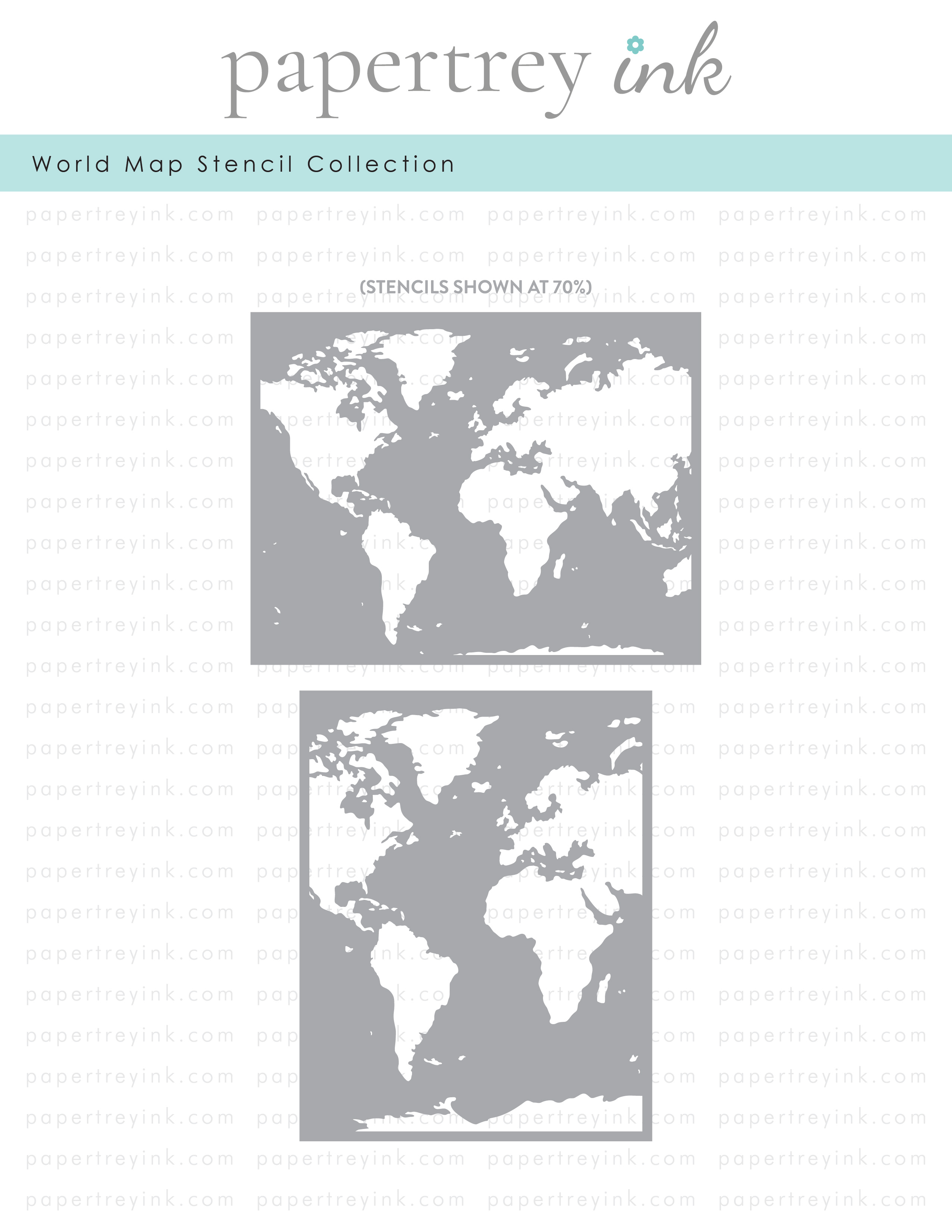 Papertrey Ink - World Map Stencil Collection (set of 2)