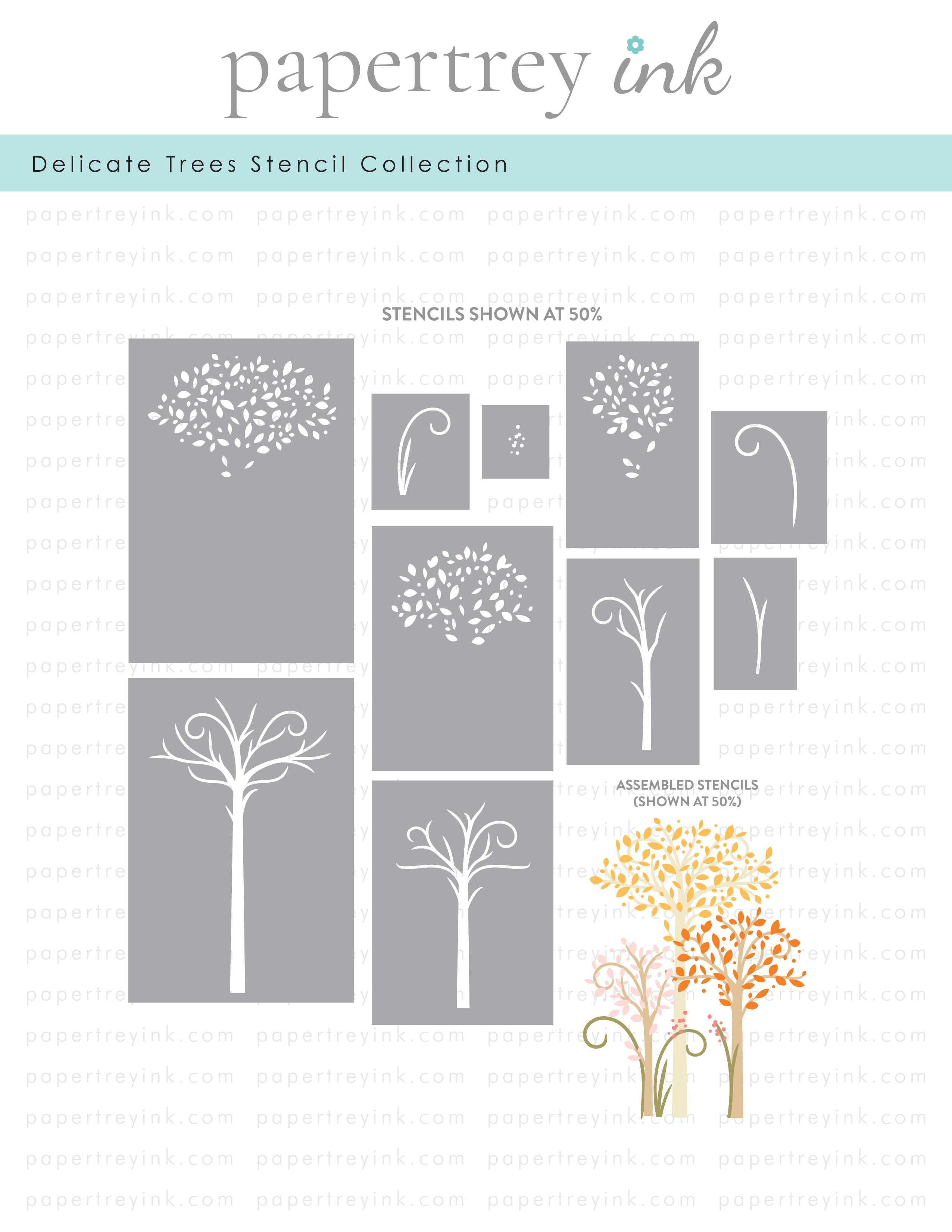 Papertrey Ink - Delicate Trees Stencil Collection (set of 10)