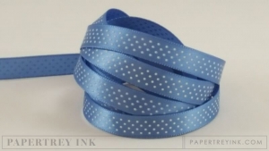 Blueberry Sky 3/8" Bitty Dot Satin Ribbon (5 yards) Blueberry Sky 3/8" Bitty Dot Satin Ribbon (5 yards)